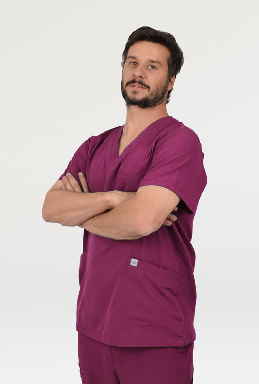 Polera Clinica Hombre Burdeo